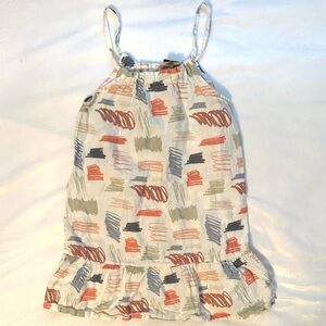 Mon Coeur Portugal Girls Abstract Scribble Linen Halter Dress Kids 6 Beige